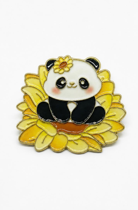 Pin metalic „Panda Floarea-Soarelui” [2]