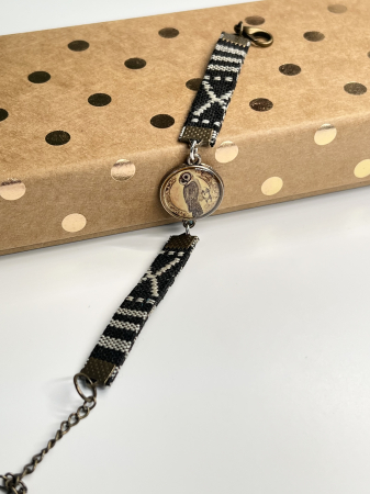 Bratari din material - Bufnita inteleapta