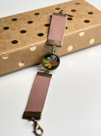 Bratari din piele - Curcubeu de flori