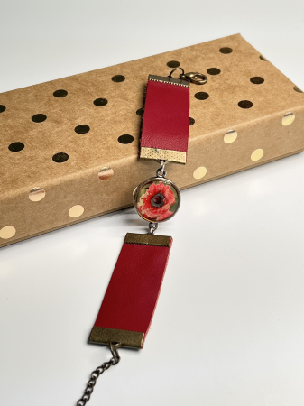 Bratari din piele - Floare de mac