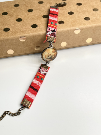 Bratari din material - Bufnita intelepciunii