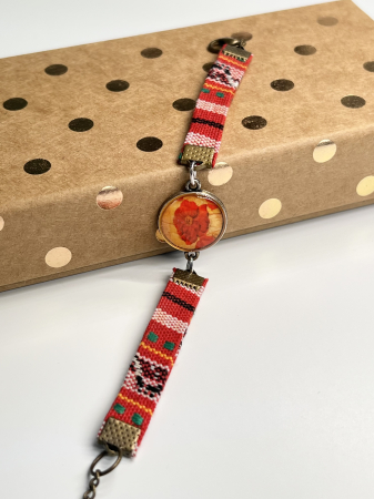 Bratari din material - Inima de mac