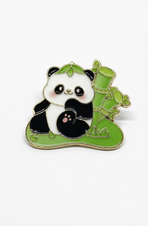 Pin metalic „Panda cu Bambus” [1]