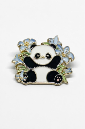 Pin metalic „Panda cu Flori” [1]