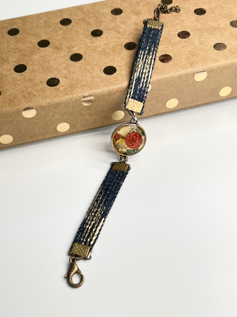 Bratari din material - Scrisoare cu flori