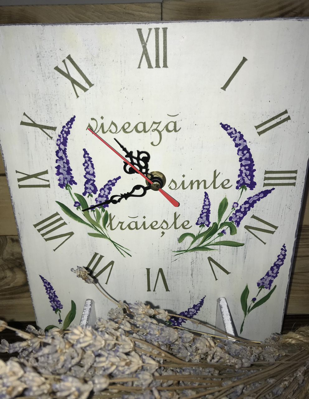 Calendar perpetuu handmade pictat, cu ceas, model Lavandă [3]