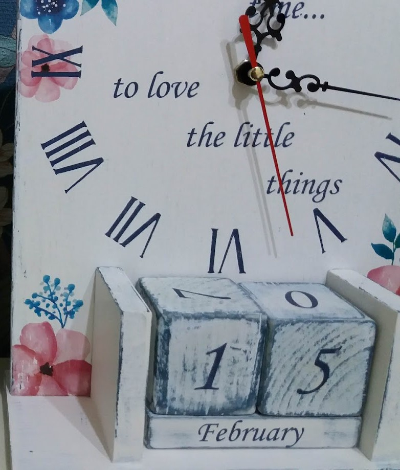 Calendar cu ceas, handmade, model Flori [4]