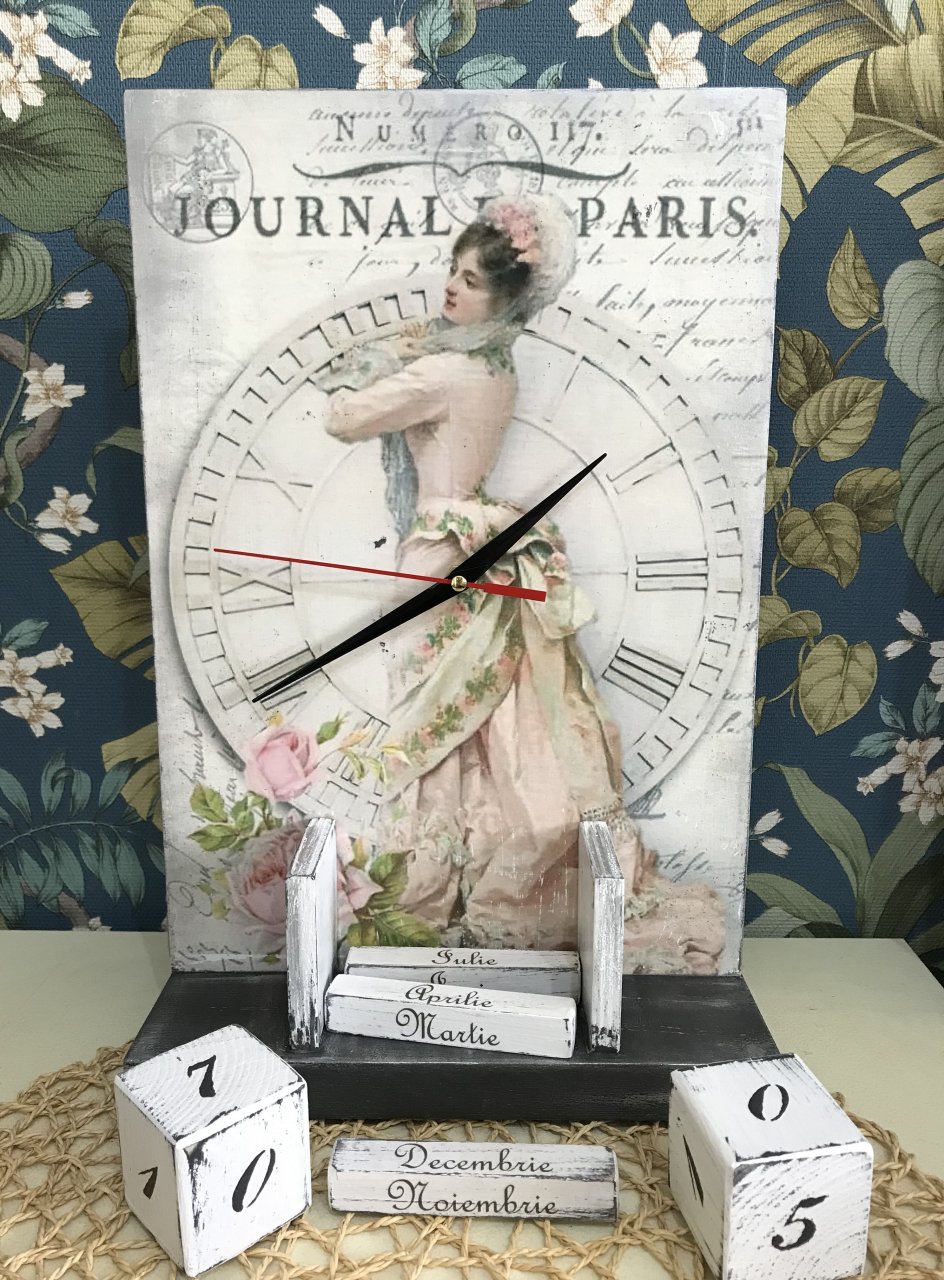 Calendar perpetuu handmade, cu ceas, model Journal de Paris [3]