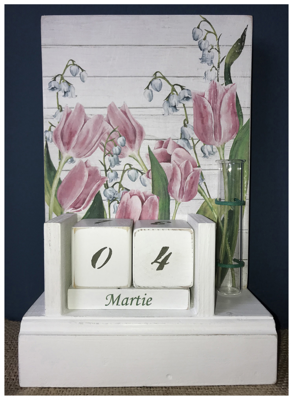 Calendar perpetuu handmade, cu eprubetă, model Lalele [1]