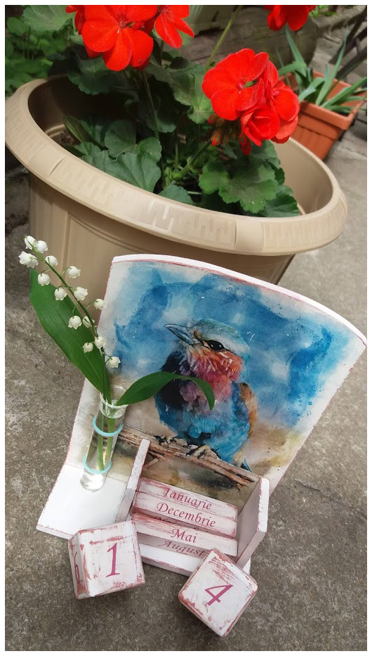 Calendar perpetuu handmade cu eprubetă, model Pasăre [2]