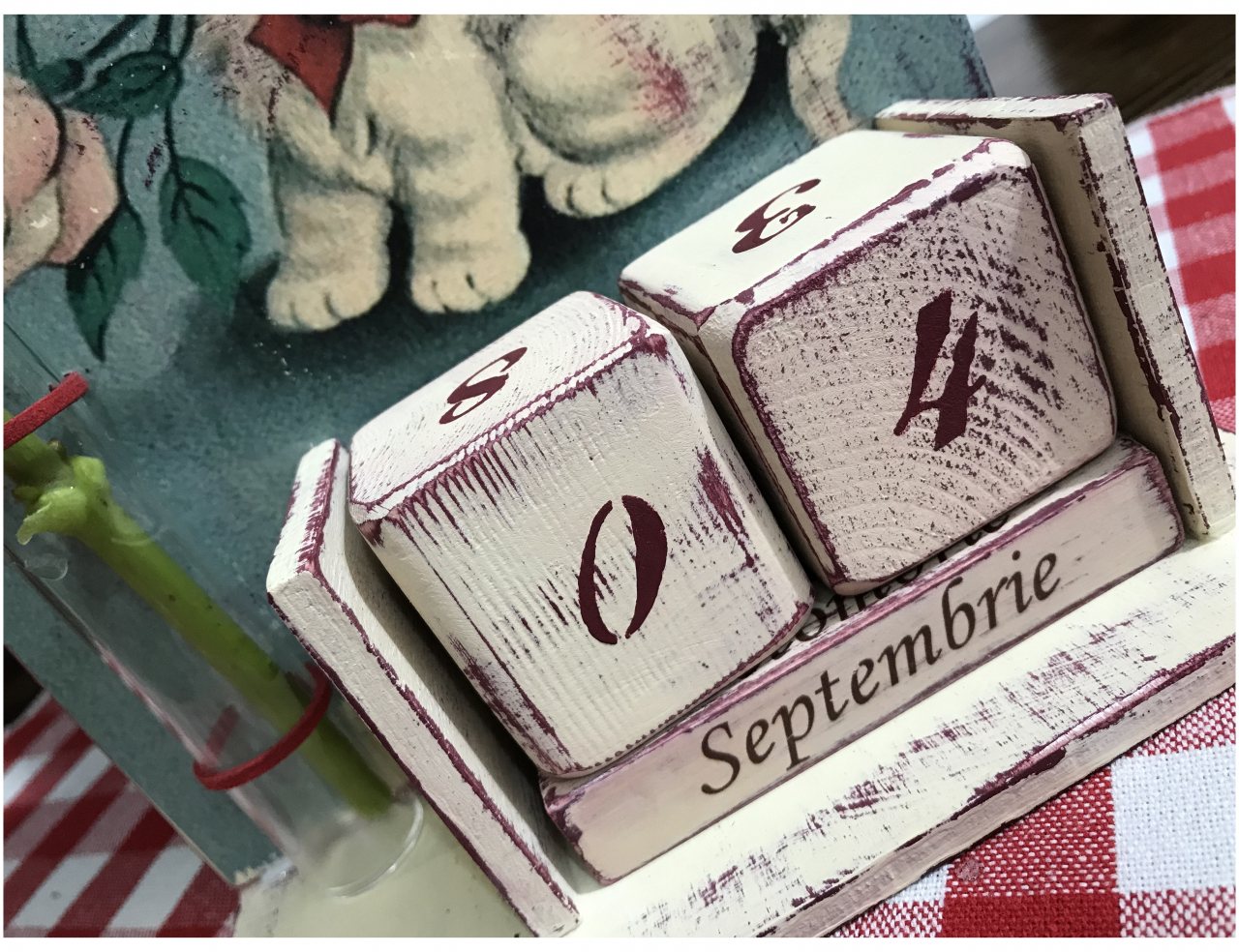 Calendar perpetuu handmade, cu eprubetă, model Pisică [2]