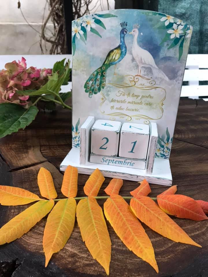 Calendar perpetuu, handmade, model Păuni [5]