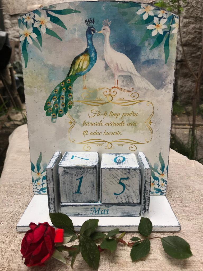 Calendar perpetuu, handmade, model Păuni [1]