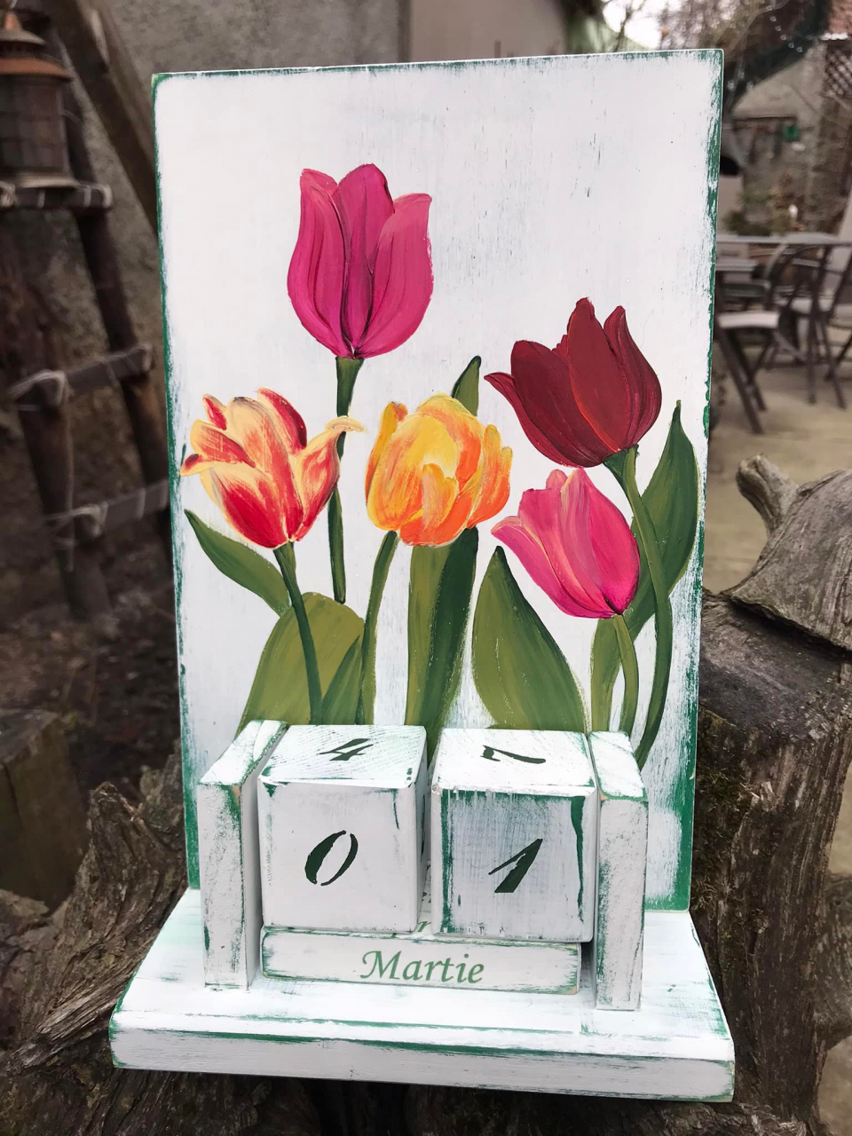 Calendar perpetuu handmade pictat, model Lalele [1]