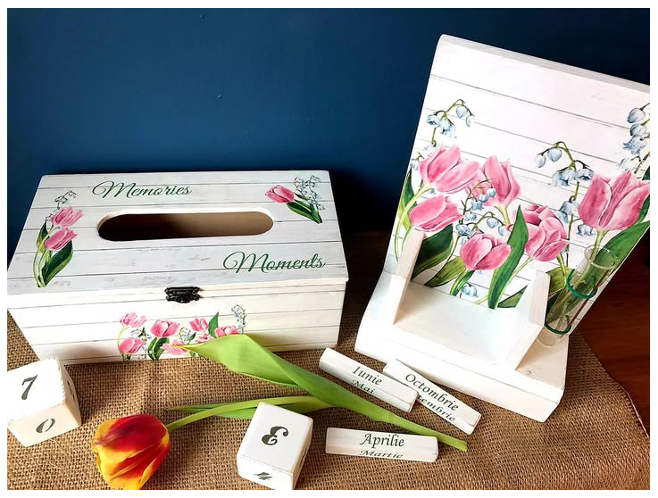 Set Lalele format din calendar perpetuu cu eprubetă și suport șervețele [2]