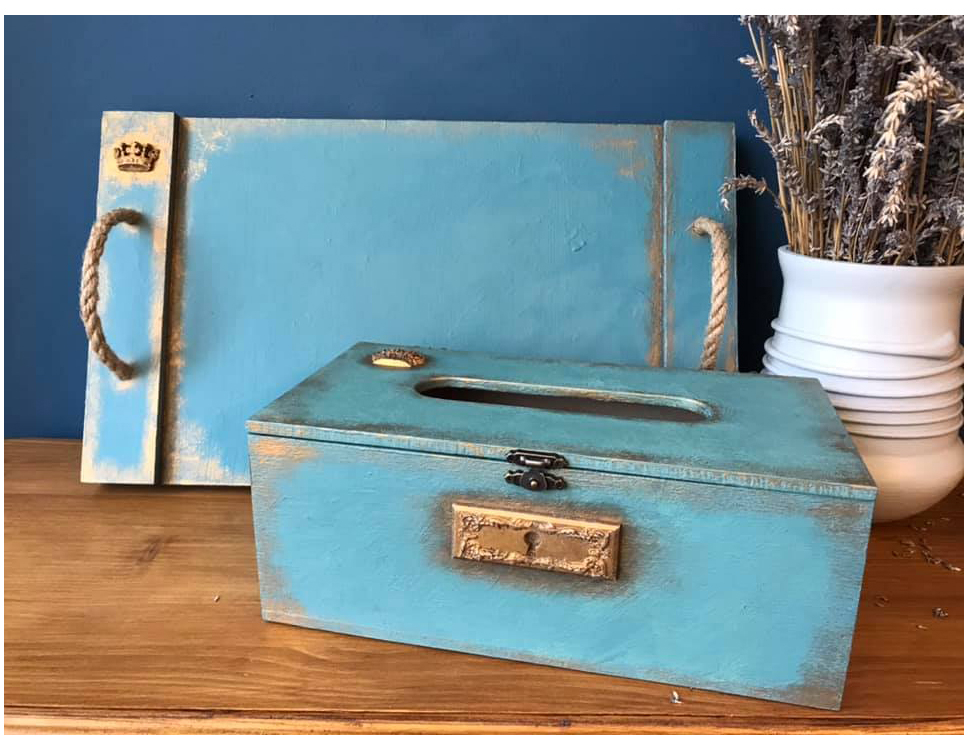 Set turcoaz format din tavă și suport șervețele [2]