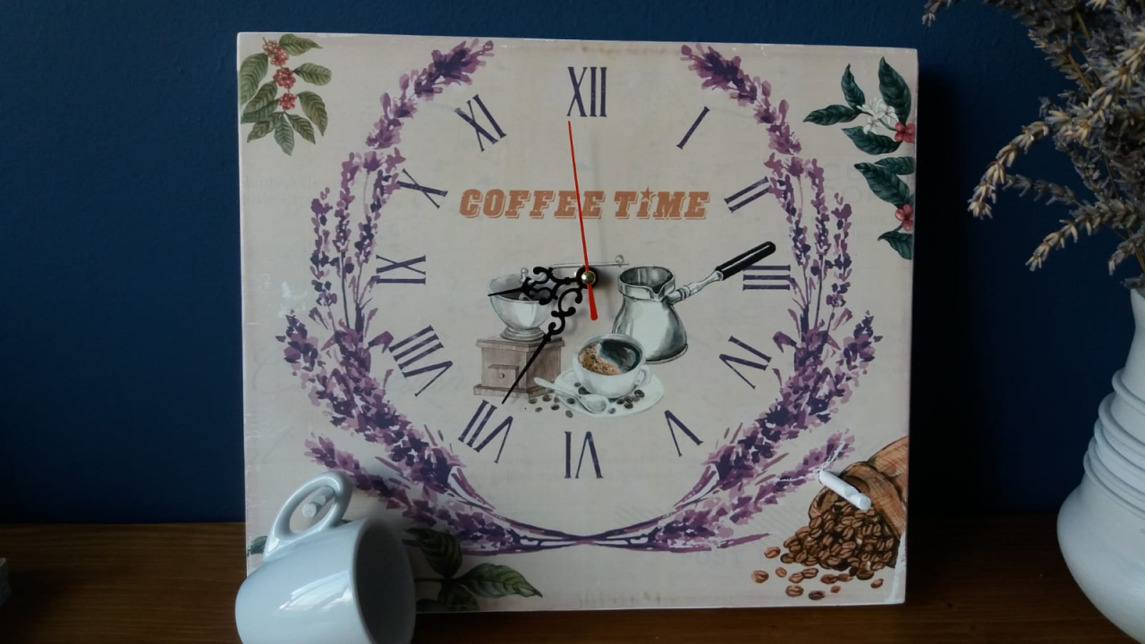 Suport pentru cești de cafea, cu ceas,  model Lavandă [3]