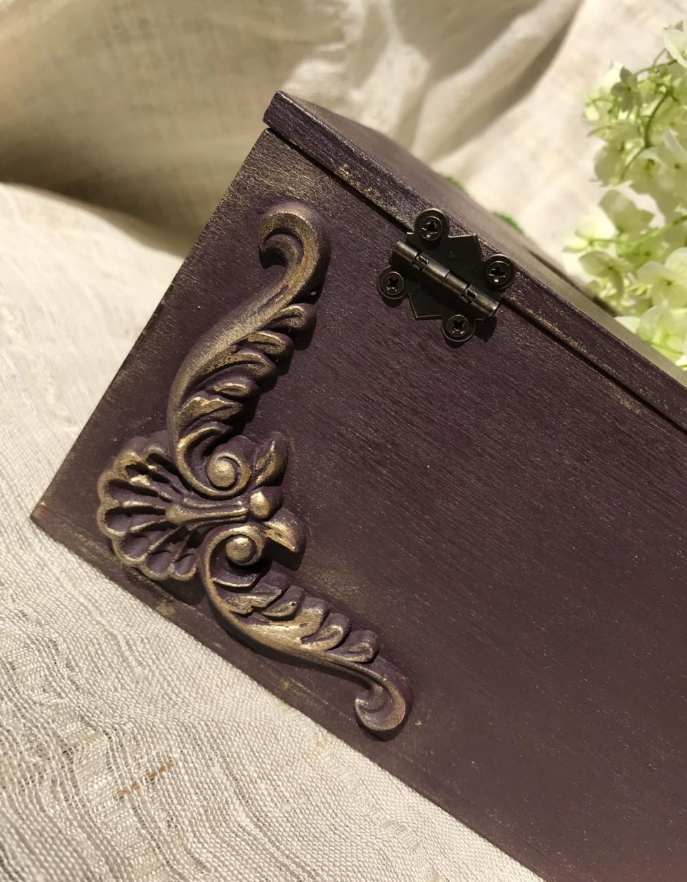 Suport șervețele handmade, model cu aplicații 3D, culoare maro, aspect vintage [3]