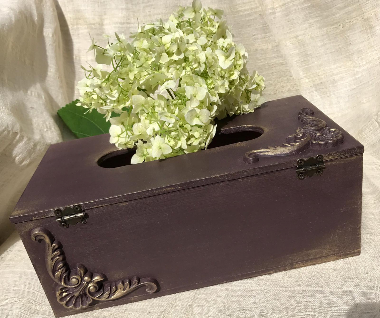 Suport șervețele handmade, model cu aplicații 3D, culoare maro, aspect vintage [4]