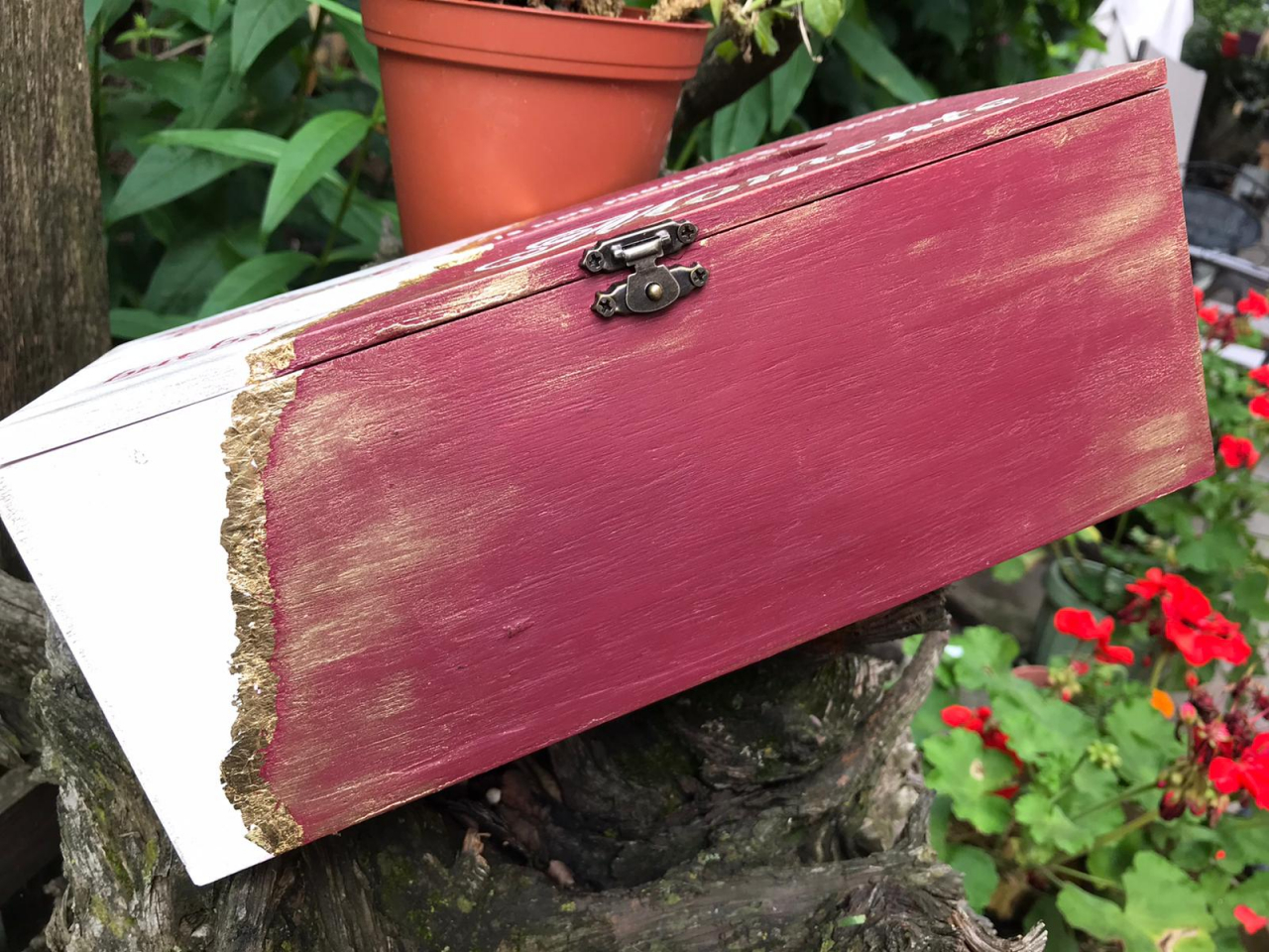 Suport șervețele handmade, model cu foiță aurie, aspect vintage [4]