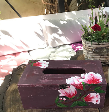 Suport șervețele handmade pictat manual, model Magnolii [3]