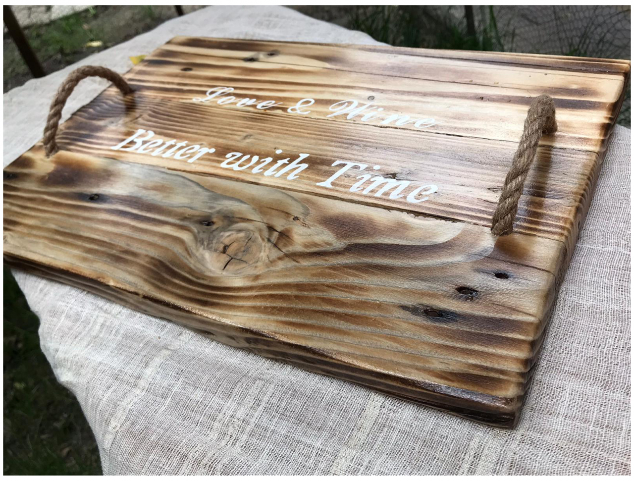 Tavă lemn natur cu mesaj [2]