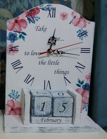 Decorațiuni cu ceas - Calendar cu ceas, handmade, model Flori
