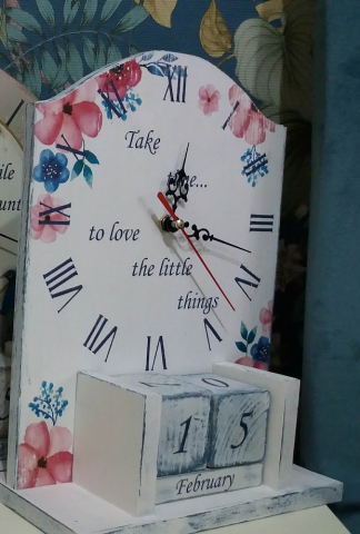 Calendar cu ceas, handmade, model Flori [4]
