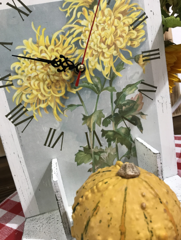 Calendar perpetuu cu ceas, handmade, model Crizanteme [2]