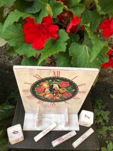 Calendar perpetuu cu ceas, handmade, model Folclor maghiar [4]