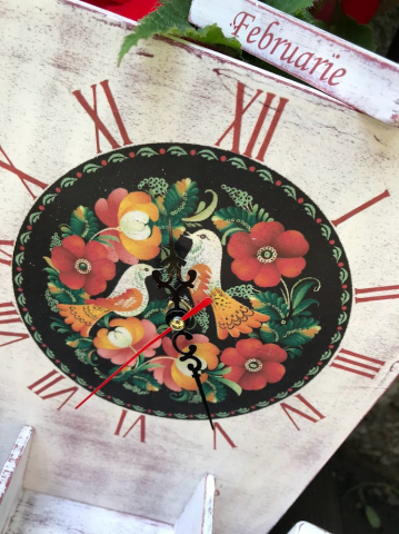 Calendar perpetuu cu ceas, handmade, model Folclor maghiar [2]