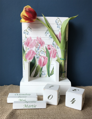 Calendar perpetuu handmade, cu eprubetă, model Lalele [2]