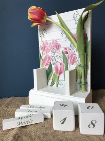 Calendar perpetuu handmade, cu eprubetă, model Lalele [3]