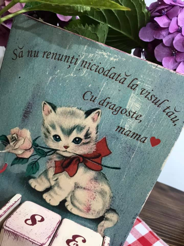 Calendar perpetuu handmade, cu eprubetă, model Pisică [3]