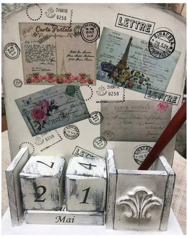 Calendar perpetuu, handmade, model cu cărți poștale și suport pentru instrumente de scris [1]