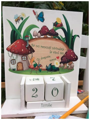 Calendare din lemn - Calendar perpetuu handmade, model cu mesaj pentru copii