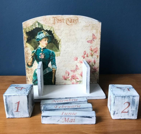 Calendare din lemn - Calendar perpetuu, handmade, model Lady