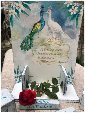 Calendar perpetuu, handmade, model Păuni [1]