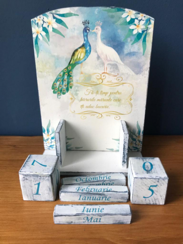 Calendar perpetuu, handmade, model Păuni [3]