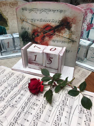 Calendare din lemn - Calendar perpetuu handmade, model Vioară