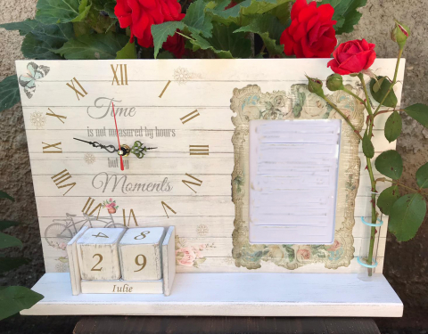 Decorațiuni cu ceas - Calendar vintage cu ceas, ramă foto și eprubetă