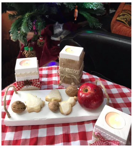 Set suport pentru lumânări, cu tăviță, model Rustic [1]