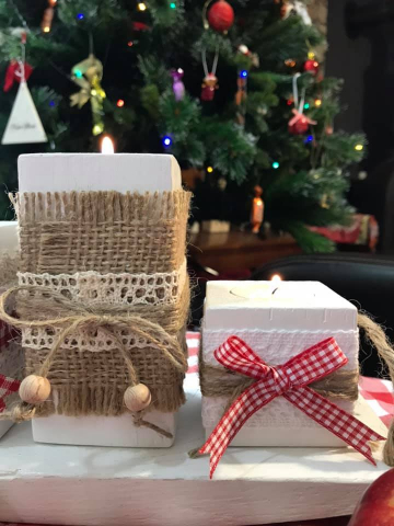 Set suport pentru lumânări, cu tăviță, model Rustic [3]