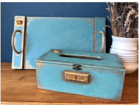 Set turcoaz format din tavă și suport șervețele [1]