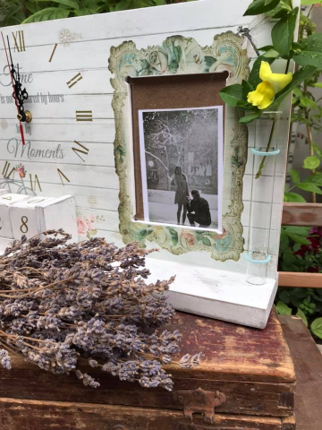 Set vintage format din calendar perpetuu cu ceas, ramă foto, eprubetă și suport șervețele [5]