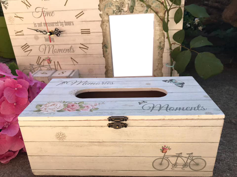 Set vintage format din calendar perpetuu cu ceas, ramă foto, eprubetă și suport șervețele [3]