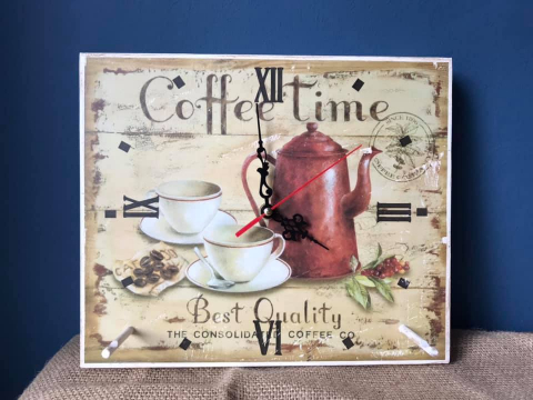 Decorațiuni cu ceas - Suport pentru cești de cafea, cu ceas,  model Coffee Time