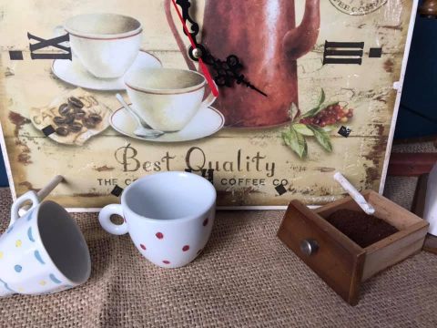 Suport pentru cești de cafea, cu ceas,  model Coffee Time [3]