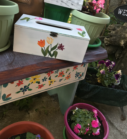 Suport pentru șervețele pictat, model Lalele [3]