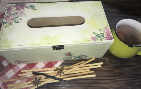 Suport șervețele handmade, model Bicicletă cu flori [3]